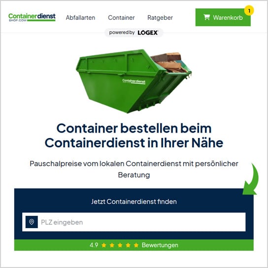 Containerdienst-Shop einfach Abfallcontainer bestellen